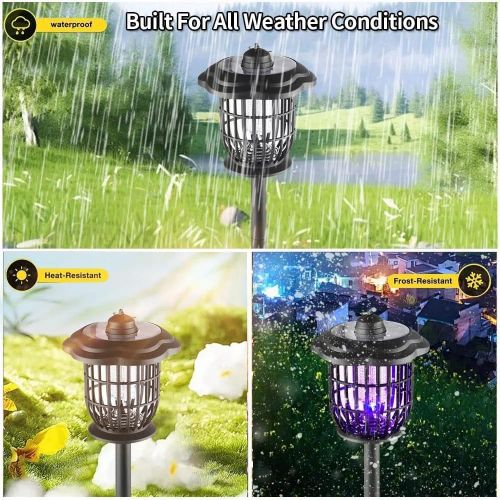 product_image_name-Generic-Outdoor Solar Mosquito Killer Lamp, Rechargeable White and Ultraviolet Combination Courtyard Lighting Mosquito Repellent Lamp, Multi Functional Garden Mosquito, Insect Killing Lamp-Black-2