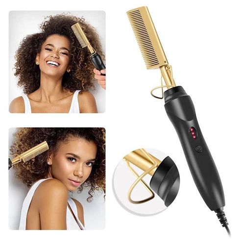 product_image_name-Generic-2-in-1 Hot Comb, Temperature Adjustable Electric Heating Comb, Professional High Heat Ceramic Hair Press Comb Gold-1