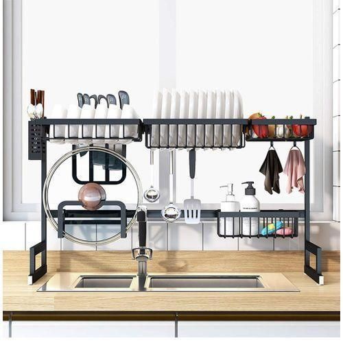 product_image_name-Generic-Dish Drying Draining Rack, Over The Sink Display Stand Utensils Storage Organizer -Black.-4