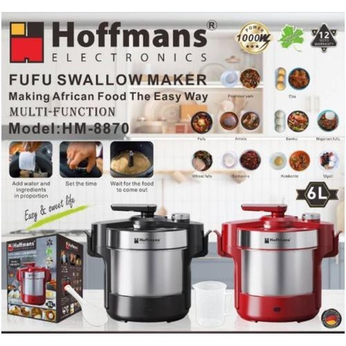 product_image_name-Hoffmans-6L Automatic Multi-Function Swallow Maker / Posho Maker / Fufu Pounding Machine - Silver/Red-3