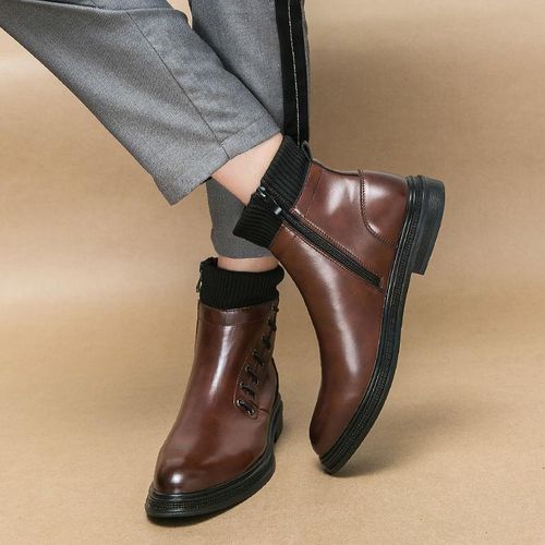 product_image_name-Generic-High Top Lace up Zipper Microfiber Leather Boots Size 38-45 Outdoor Work Casual Shoes for Men-3