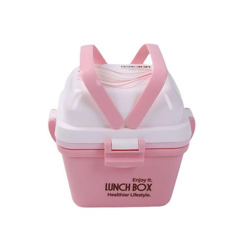 product_image_name-Generic-Storage Lunch Box with Hidden Handle Four-sided Buckle Mobile Phone Holder Plastic Bento Box Three Separation Food Warmer Container Box-2