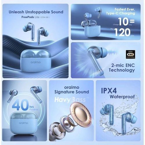 product_image_name-Oraimo-FreePods Lite Wireless Earbuds – 40H Playtime, ENC Mic, Custom EQ via App, Bluetooth 5.3, IPX4 Waterproof – Ice Lake Blue-6