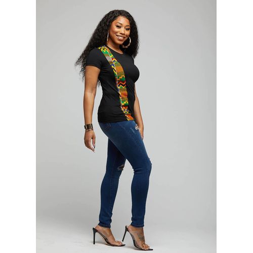 product_image_name-Emmanuel Ahimbisibwe-African Tunic (Bitenge) Women's T-shirts - Black-2