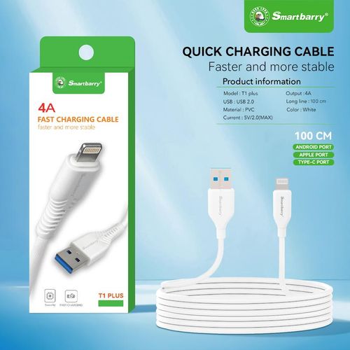 product_image_name-NODIZZ-Local Stock-T1 Plus Fast Charging Cable 4A Quick Charge 100cm USB 2.0 Type-C Port White-4