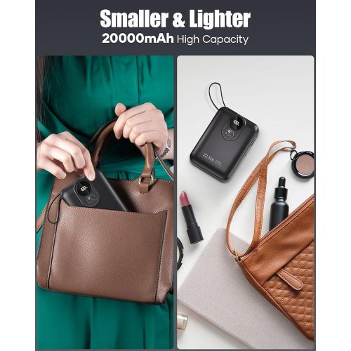 product_image_name-Generic-Built-in Cable 20000mAh Power Bank: 22.5W Fast Charging External Battery for Mobile Phone, USB C (Input & Output) Battery Pack, Portable Charger with 4 Outputs & 2 Inputs-black-2