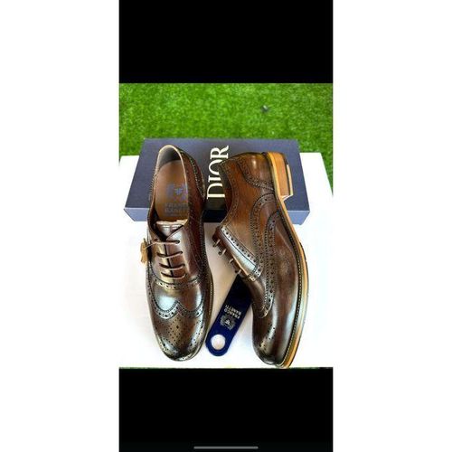 product_image_name-Fashion-OXFORD Brogue Derby Premium Gentle Leather Shoe - Brown -1