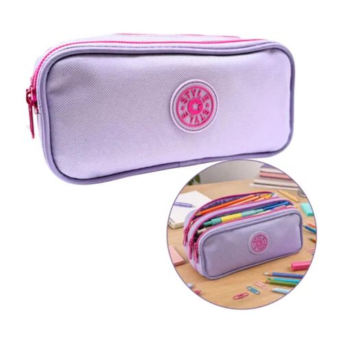 product_image_name-Generic-Stylish Double-Zip Pencil Case Stylish Pencil Bag Lavender Gift idea Makeup bag pouch girls accessory -1