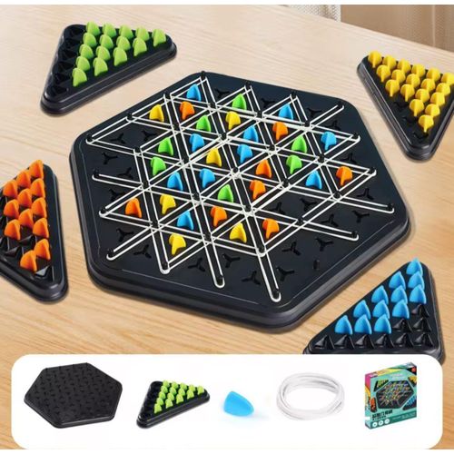 product_image_name-Generic-Strategic Triangle Peg Board Game with Elastic Bands & Colorful Pieces – Multicolor-1