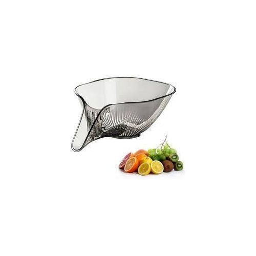 product_image_name-Generic-1 Piece Multifunctional Drain Basket, Plastic Drainage Basket Funnel Colander Bowl Clear Kitchen Strainer Basket with Spout, Kitchen Sink Fruit Vegetables Draining Bowl -Grey-1