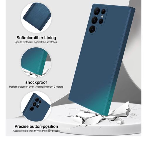 product_image_name-Generic-Samsung Galaxy S22 Ultra Case Liquid Silicone, Skin Touch Gel Rubber Case with Soft Microfiber Lining, Cute Slim Full Camera Protection Cover, Blue -2