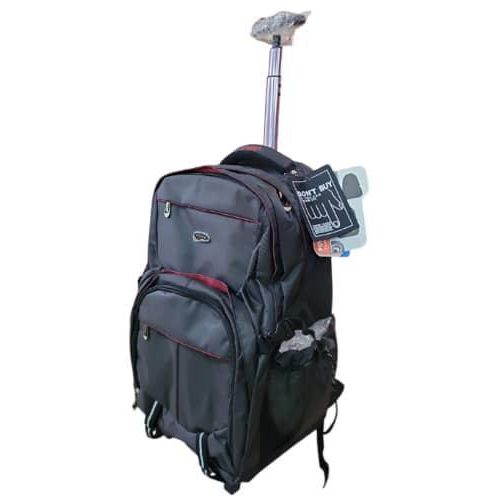 product_image_name-Generic-Trolley Backpack Wheeled Backpacks, Trolley Backpack Nylon Rolling Backpack with Wheels for Travel -Black-3