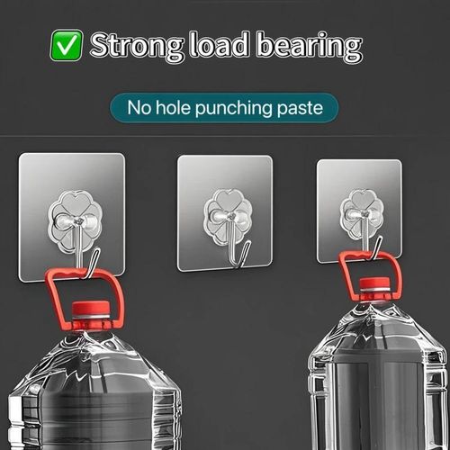 product_image_name-Generic-20pcs Strong Self Adhesive Wall Hoo ks Hangers Key Holder Towel Holder Bathroom Organizer Rack Kitchen Transparent Adhesive-6