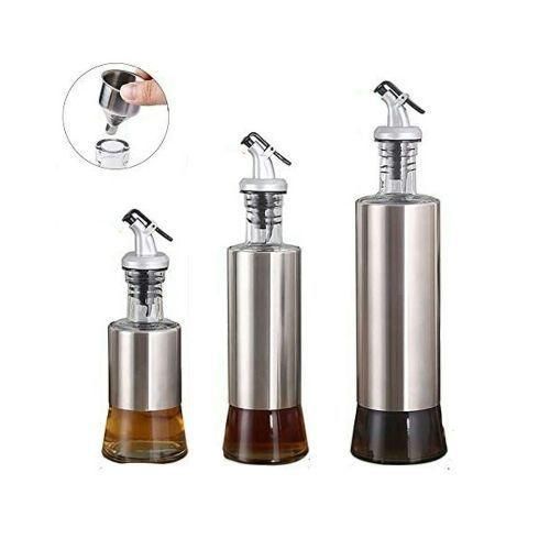 product_image_name-Generic-3 Pcs Glass Vinegar Cooking Oil Dispensers Sauce Sprayer Bottle Set -Colourless.-1