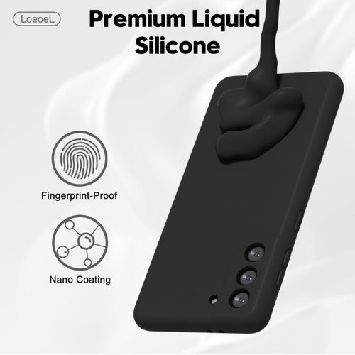 product_image_name-Generic-Samsung Galaxy S21 Plus Phone Case Silicone, Minimalist Ultra Thin Slim Soft Rubber Gel Solid Color Matte TPU Cute Case for Women Men, Girly Plain Aesthetic Design & Camera Cover, Black-4