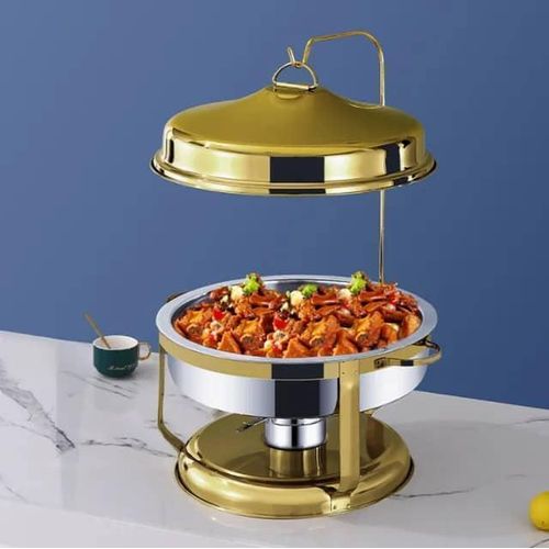 product_image_name-Generic-9.0Litres Stainless Steel Bell Dome Round Hanging Buffet Chafing Dish Dome Buffet handing hook Serving Warmer- Multicolor-8