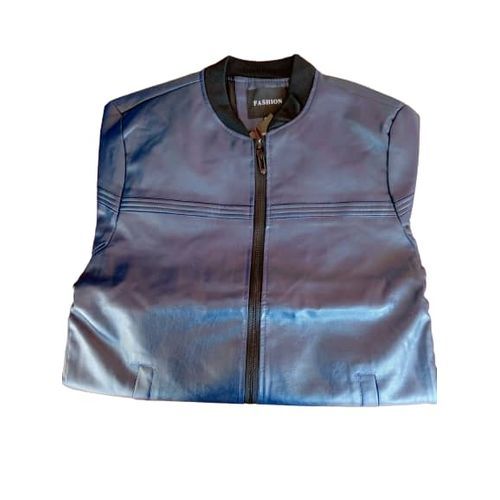 product_image_name-Fashion-Men's Leather Jacket - Navy Blue.-1