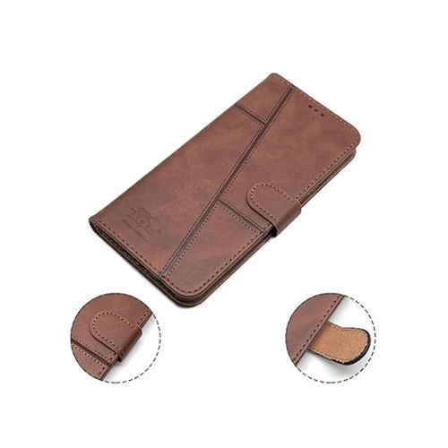 product_image_name-Generic-Samsung Galaxy A16 Pure Brown Leather Flip Phone Case Phone cover-4