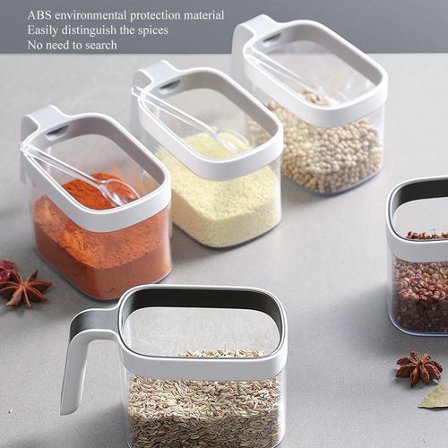 product_image_name-Generic-Wall Mounted Organizer Rack Multi-function 3 Cups Sugar Spice Storage Condiment Bottle Storage Rack Dispenser Tool-2