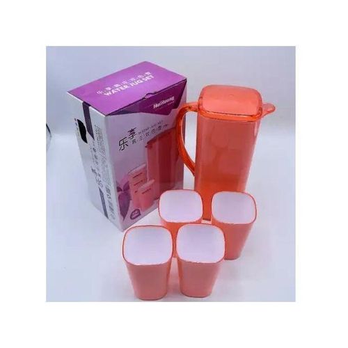 product_image_name-Generic-4 Piece Melamine Juice Tumbler Cups And 1Piece Jug Water Set-Orange.-2