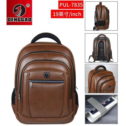 product_image_name-Deng Gao-A Genuine Leather Unisex Backpack Fashion Real Rubber Student Backpack With Laptop Provision It's Black In Colour And Designs May Varry -1