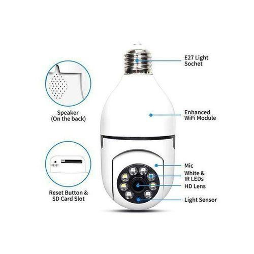 product_image_name-Generic-1080P Wireless 360 Rotate Auto Tracking Panoramic Bulb Camera Light Wifi PTZ I P Cam - White-2