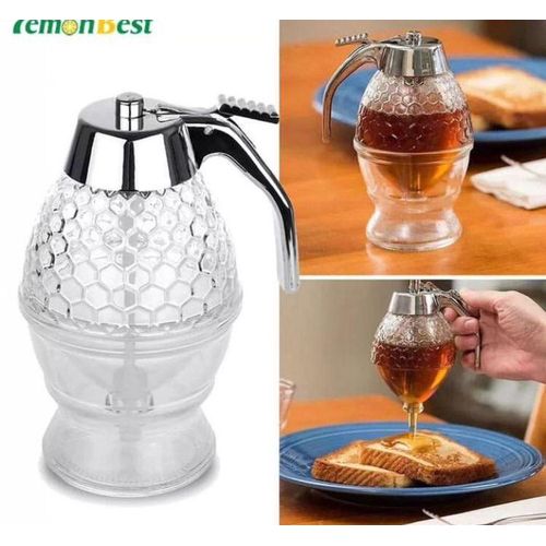 product_image_name-Generic-Honey Dispenser With Stand, No Drip Honey Jar - Transparent-2
