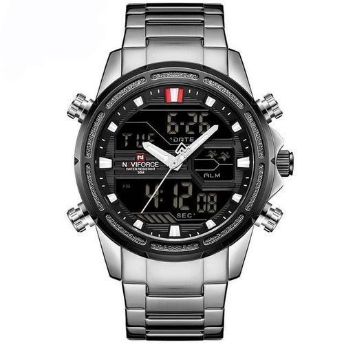 product_image_name-Naviforce-Stainless Steel Waterproof Mens Watch - Silver,Black-1