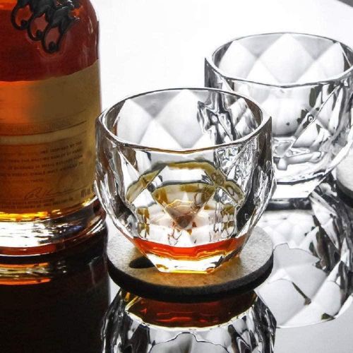 product_image_name-Generic-6 Piece Crystal Rum Whiskey Glasses Set Bar Glass For Drinking Bourbon Whisky Scotch Cocktails Cognac Old Fashioned Cocktail Tumblers (16 Crystal Rocks Whiskey Glass Bowl 350 ML- Clear-7