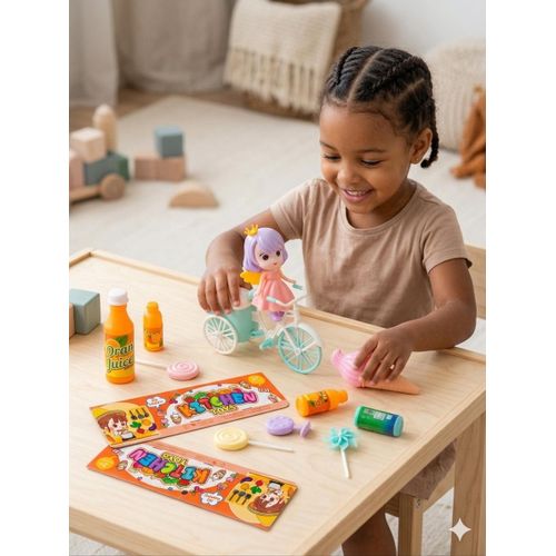 product_image_name-Generic-Kids Kitchen & Ice Cream Cart Playset With Doll –  Play Toy Set-2