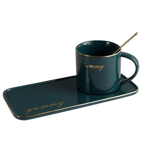 product_image_name-Generic-Ceramic Coffee Cup Tumbler Tray Cappuccino Cup Saucer Set Side Style Tea Water Ware Set Mugs With Spoon Gift Set For Office- Multicolored-1