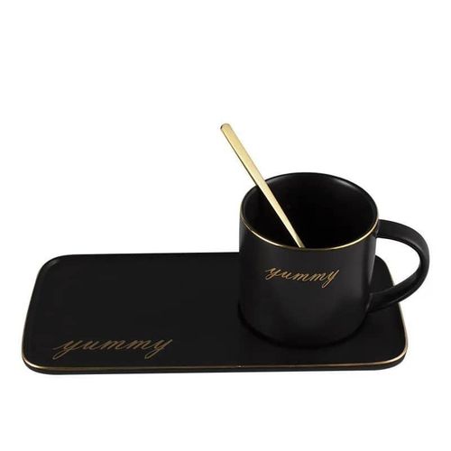 product_image_name-Generic-Ceramic Coffee Cup Tumbler Tray Cappuccino Cup Saucer Set Side Style Tea Water Ware Set Mugs With Spoon Gift Set For Office- Multicolored-5