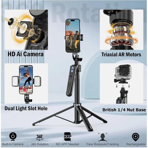 product_image_name-Generic-Auto Face Tracking Selfie Stick Tripod with Wireless Remote Control Smart Auto AI Tracking Stabilizer Gimbal -3