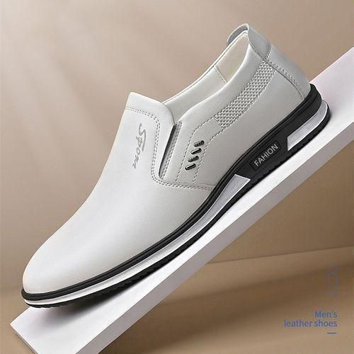 product_image_name-Fashion-Men's Casual Breathable Pu Leather Wedding Loafers Shoes White-4