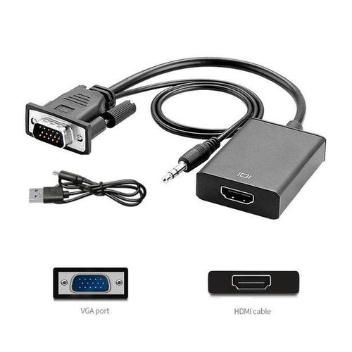 product_image_name-Generic-VGA To HDMI Adapter Coverter (Male To Female) HDTV With Audio Cable And USB Cable-1