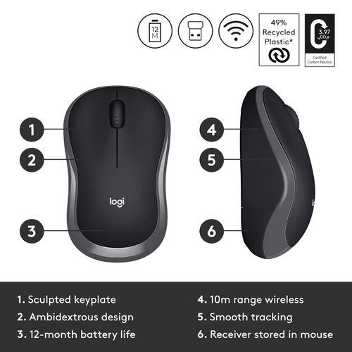 product_image_name-Logitech-M186 Wireless Mouse, 2.4GHz with USB Mini Receiver, 12-Month Battery Life, 1000 DPI Optical Tracking, Ambidextrous, Compatible with PC, Mac, Laptop -5