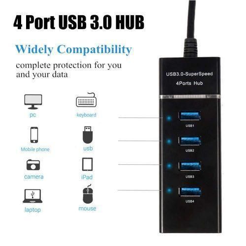 product_image_name-Generic-USB HUB 3.0 Super-speed 30cm For Desktop Laptop 4Port-Black-2