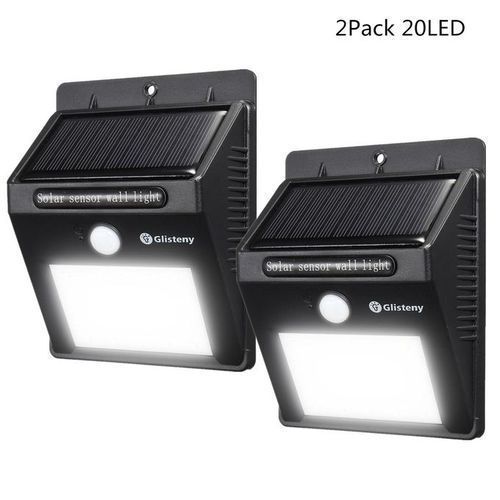 product_image_name-Generic-2 Pack 20LEDS Solar Panel PIR Motion Sensor Wall Light - Black-1