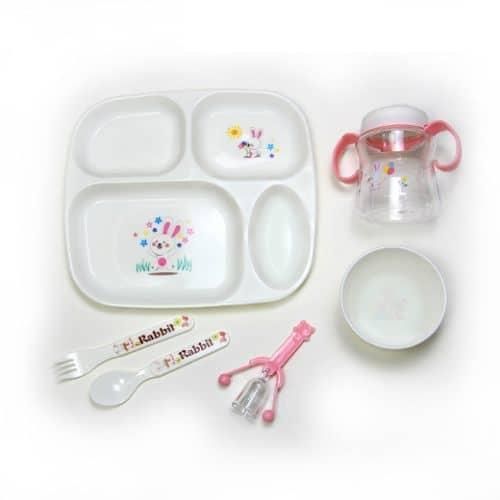 product_image_name-Generic-Childrens Tableware Dinner Set 6 in 1 Feeding Series Plate Cup Bowl Spoons Gift Pack- White-1