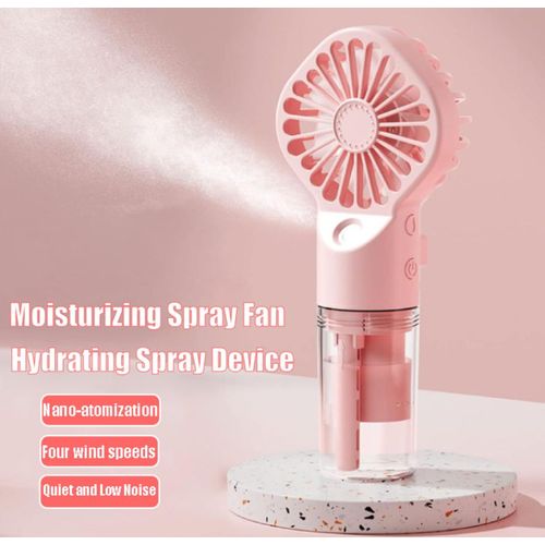 product_image_name-Generic- Portable Rechargeable Air Cooler H-umidifier Handheld Fan -USB Rechargeable Handheld Mini Mist Fan -pink-1