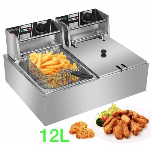 product_image_name-Generic-12ltrs Commercial Double Deep Fryer - Silver-1