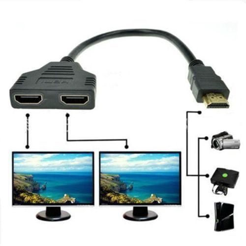 product_image_name-Generic-1080P HDMI Male to Dual HDMI Female 1 to 2 Way Splitter Cable Adapter - Black-1