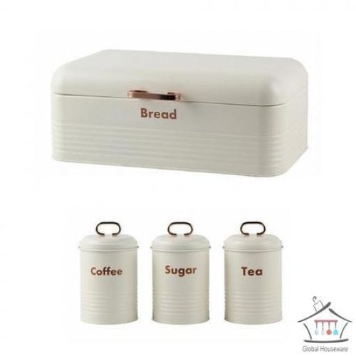 product_image_name-Generic-Bread Bin-Steel Design with 3 Piece Matching Sugar Tea Coffee Canister Set-2