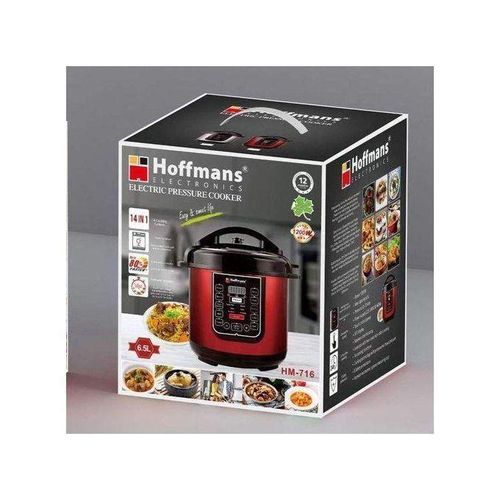 product_image_name-Hoffmans- HM-716 6.5L Genuine 14 In 1 Digital Electric Pressure Cooker - Red, Silver-2