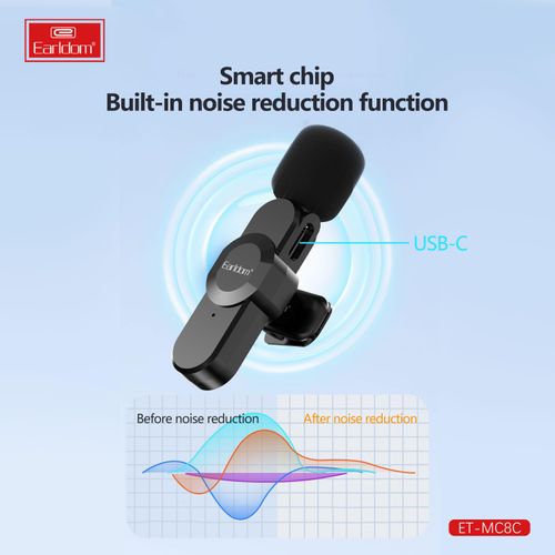 product_image_name-Earldom-eless Lavalier Microphone Microphones One for Two BT Outdoor Recording Mic Noise Reduction Live Wireless Microphone-4