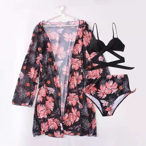 product_image_name-Fashion-Ladies 3Piece Trendy Swim Wear- Black -Multicolor-2