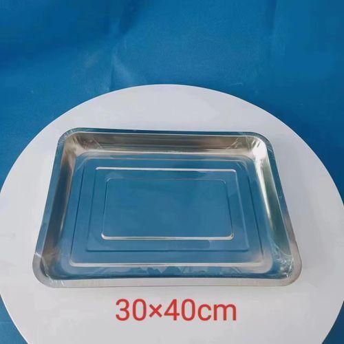 product_image_name-Generic-3 Pcs Set of Thickened Stainless Steel square Plate Tray Grill and Steamed Rice Plate Grilled Fish and Punched Tea Pool square Plate - Silver-5