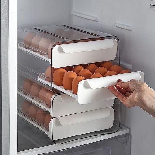 product_image_name-Generic-32 Eggs Tray Storage Box Double-deck Refrigerator Drawer, White-4