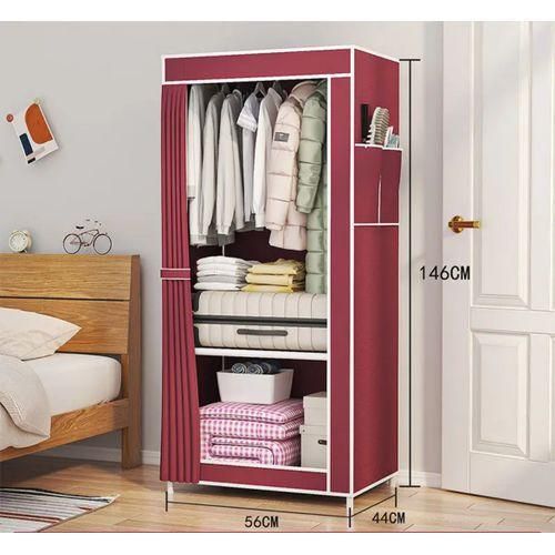 product_image_name-Generic-Single Column Metallic Cloth Wardrobe- Maroon-1