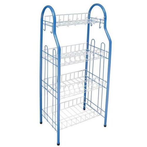 product_image_name-Generic-Kitchen Dish Drying Rack  Outdoor Cups Plates Draining Storage Organizer, 4 Tier Multipurpose Stand- Blue.-7